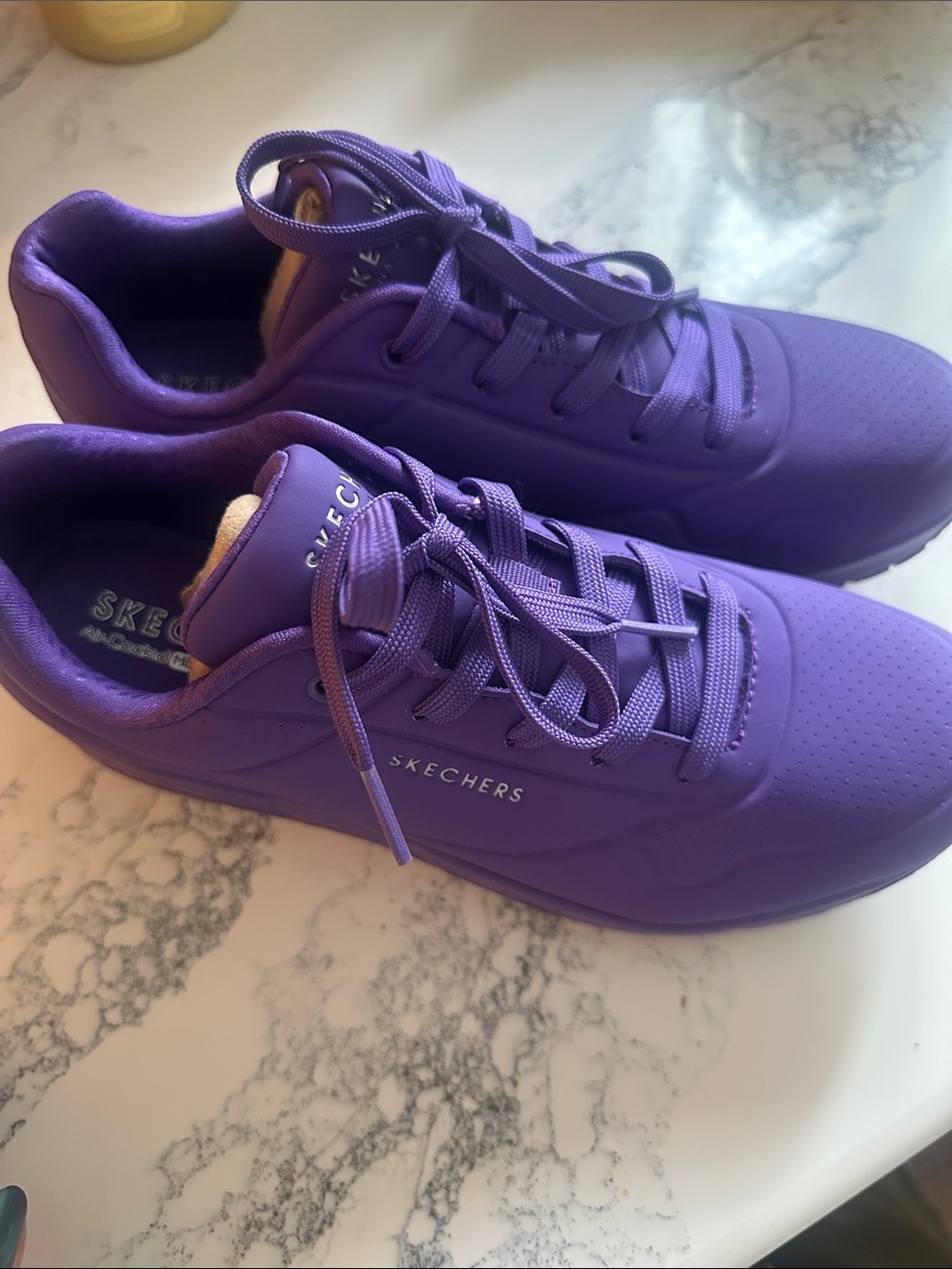 Skechers Solid Purple Lace-Up Sneakers